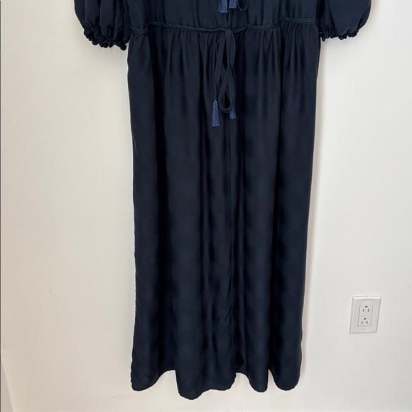 Natalie Martin Hayley Peasant Style Navy Blue Maxi Dress rear Tie Closure - Picture 15 of 16
